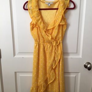 Super cute Yellow and white polka dot dress!